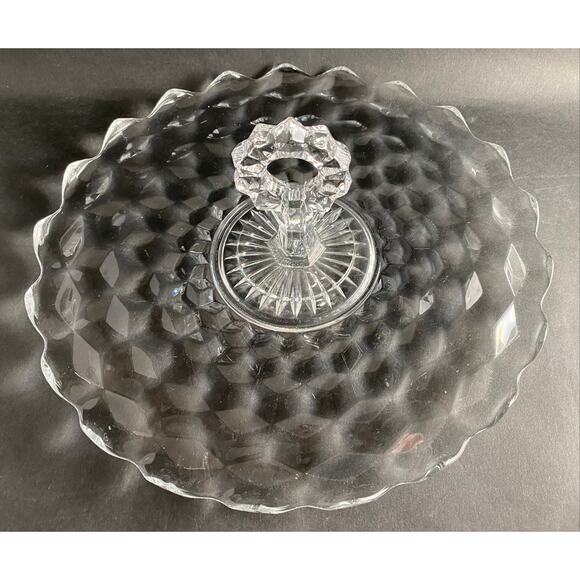 Fostoria American Clear Center Handle Serving Tray - Stacked Cube 1940s Vintage - Picture 7 of 8